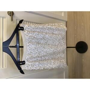 Club Monaco Cream Gold White Bead Sequin Short Mini Skirt Party Sparkle Shimmer